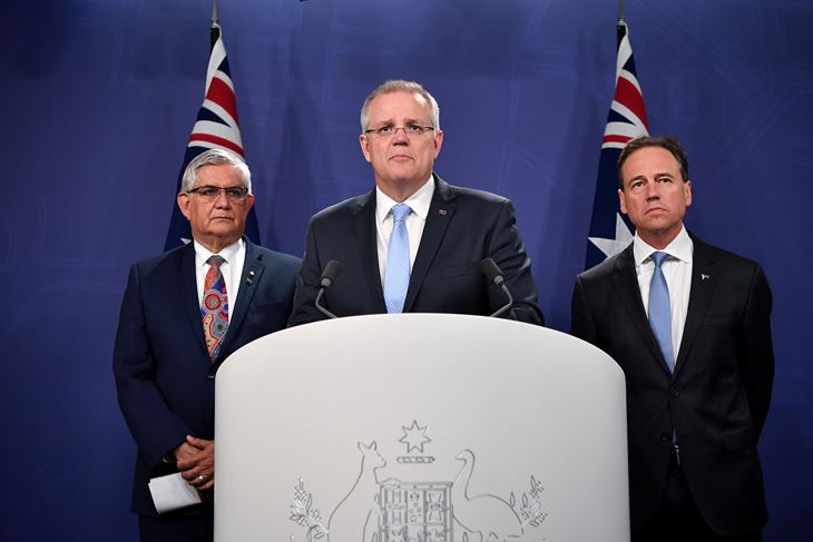 Ken Wyatt, Scott Morrison i Greg Hunt (EPA)