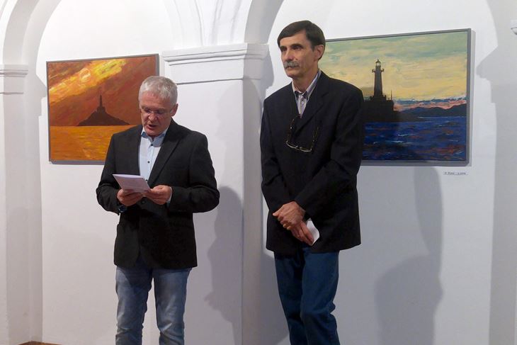 Saša Nikolić i Boško Kedžo na otvaranju izložbe