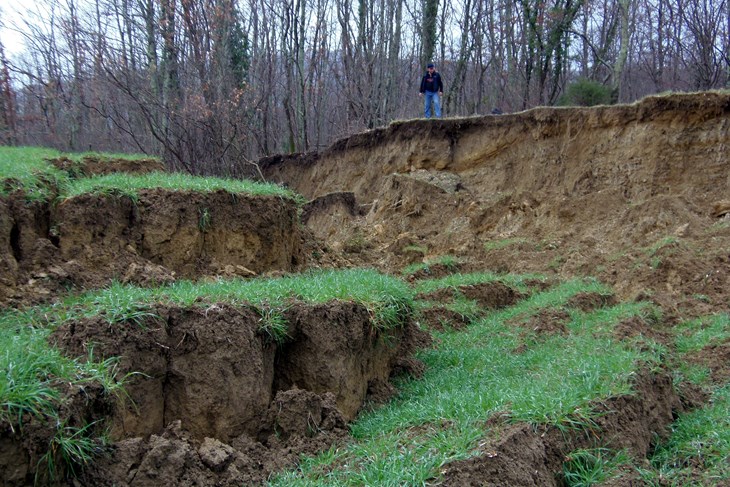 Klizište Racari snimljeno u veljače 2014. godine (Arhiva)