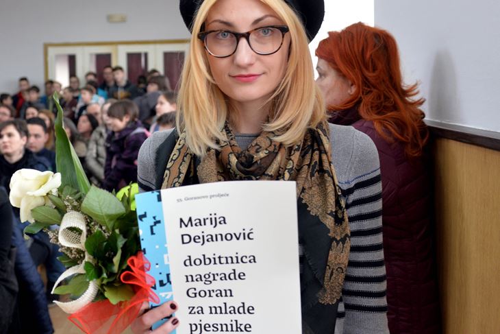 Marija Dejanović dobitnica nagrade Goran za mlade pjesnike na dodjeli nagrade u Lukodolu 2018. (Damir ŠKOMRLJ)