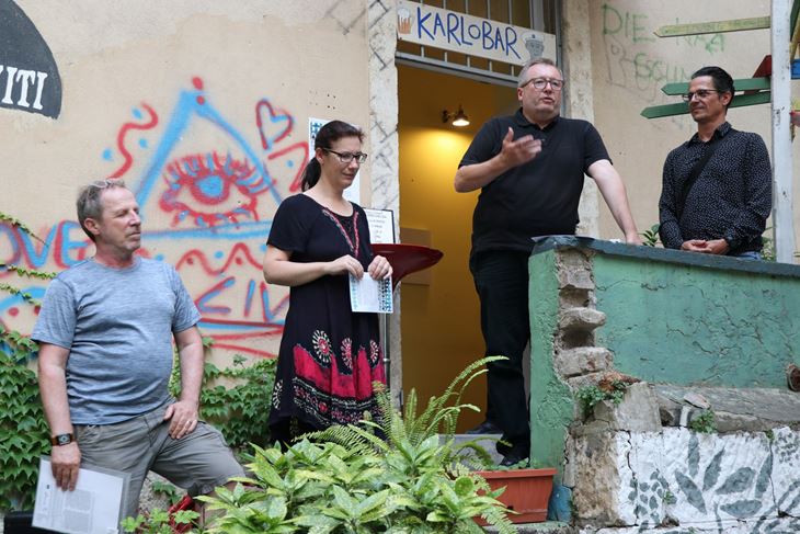 Noel Mirković, Ivana Nataša Turković, Darko Bavoljak i marino Jurcan govorili su na otvaranju izložbe (B. Vincek/Metamedij)