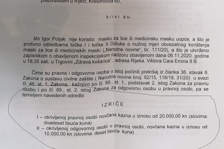 Riječanin je kažnjen s više od 30 tisuća kuna