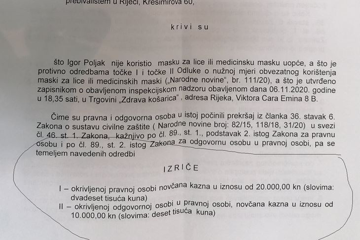 Riječanin je kažnjen s više od 30 tisuća kuna