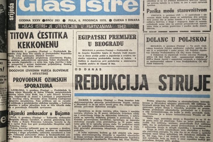 glas istre, naslovnica, 6. prosinca 1978.