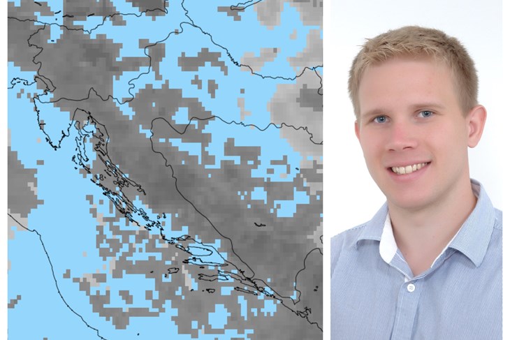 Karta naoblake za 31. prosinca u 22 sata i meteorolog Alen Šterpin