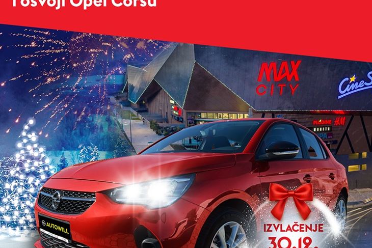 Crvena Opel Corsa koja se dobiva za nagradu 
