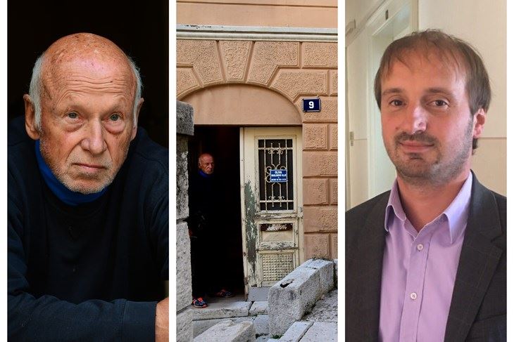 Branko Jovović, ulaz u zgradu u kojoj se nalaze sporne prostorije i načelnik Vrsara Ivan Gerometta