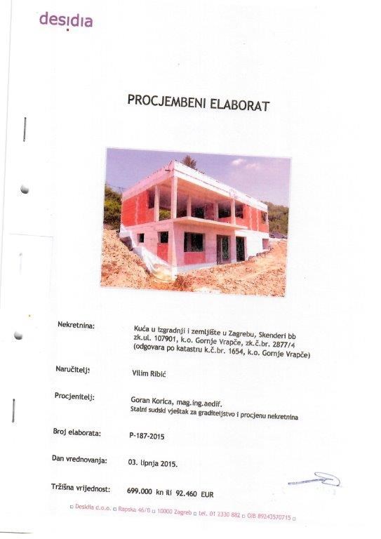 Izvod iz procjene vještaka o vrijednosti nekretnine