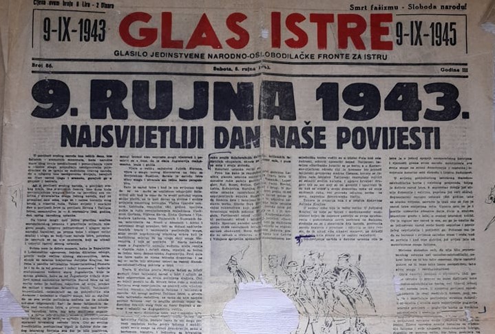 Glas Istre objavljen 8. rujna 1945. godine