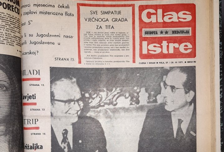 Naslovnica Glasa Istre iz 1971. godine