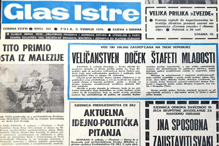 Naslovnica Glasa Istre, 9. svibnja 1979. 