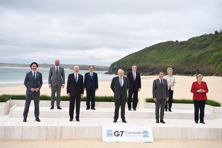 Justin Trudeau, Charles Michel, Joe Biden, Yoshihide Suga, Boris Johnson, Mario Draghi, Emmanuel Macron, Ursula von der Leyen i Angela Merkel (EPA)