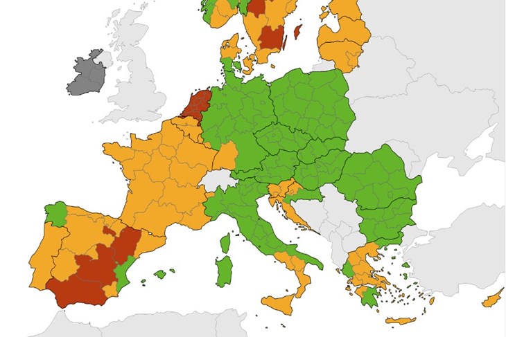 Aktualna COVID mapa Europe