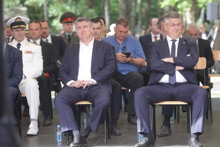 Zoran Milanović i Andrej Plenković danas u Brezovici (Snimio Dario Grželj / Hina)