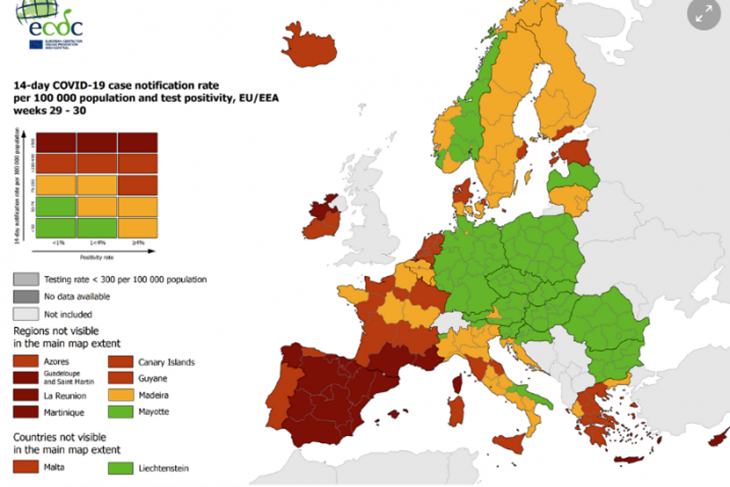 Nova korona karta Europe