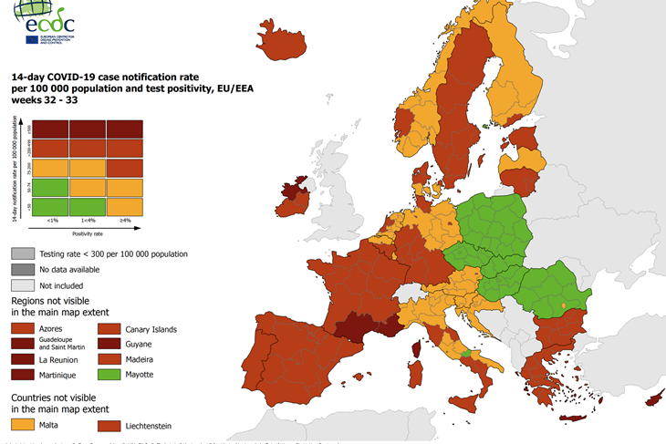 Danas objavljena COVID karta Europe