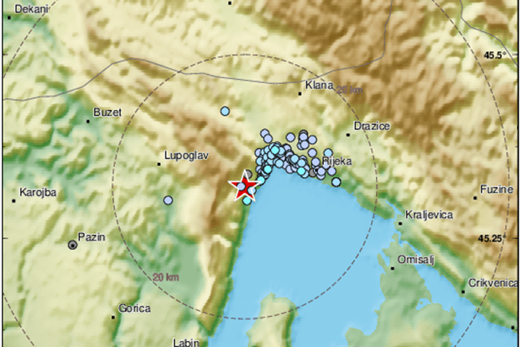 Epicentar potresa bio je 11 kilometara zapadno od Rijeke