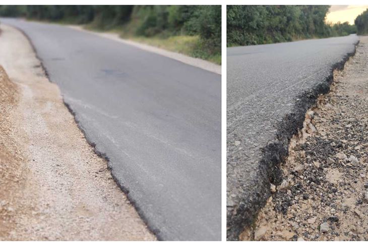 Materijal za nasipanje stoji pored ceste već gotovo godinu dana netaknut/Previsoki rubovi prava su opasnost