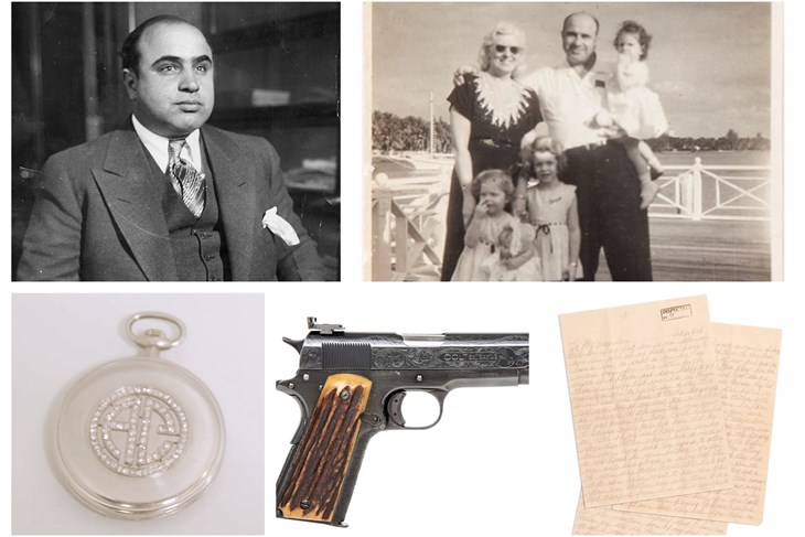 Posljednja fotografija, snimljena mjesec dana prije Caponeove smrti - sa suprugom Mae i unucima/Skupocjeni Patek Phillipe/Omiljeni pištolj Colt/ Pisma sinu Sonnyju