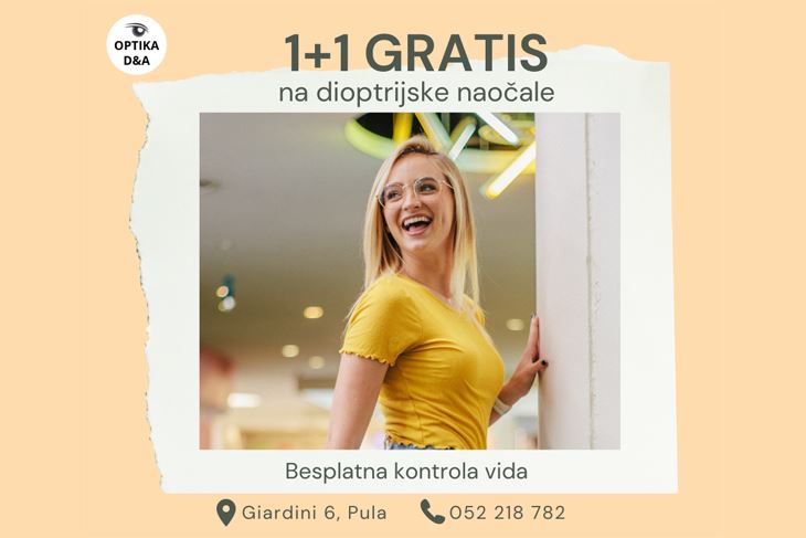 Akcija 1+1 GRATIS na dioptrijske naočale