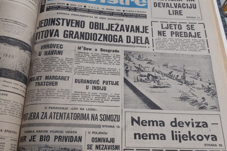 Naslovnica Glasa Istre iz 1980.