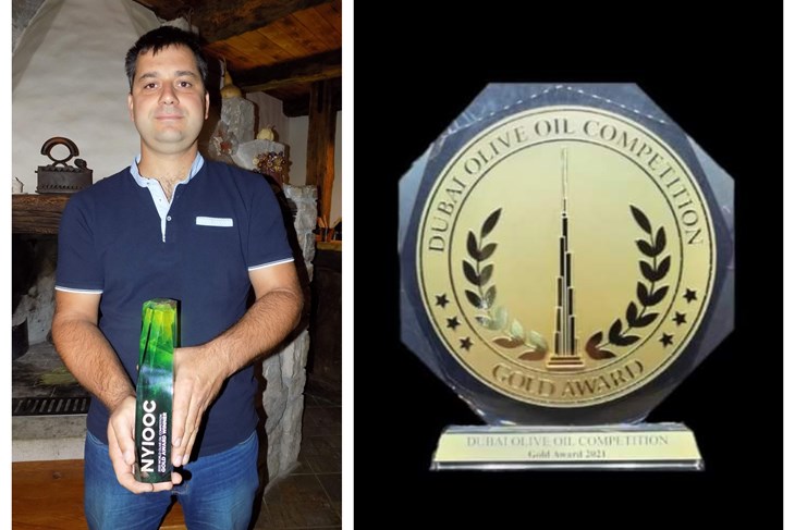 Dražen Černeka i nagrada na Dubai olive oil competitionu (Snimila Gordana Čalić Šverko) 