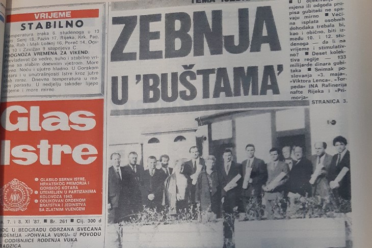 Naslovnica Glasa istre iz 1987. godine