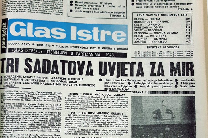 Naslovnica Glasa Istre iz 1977. godine