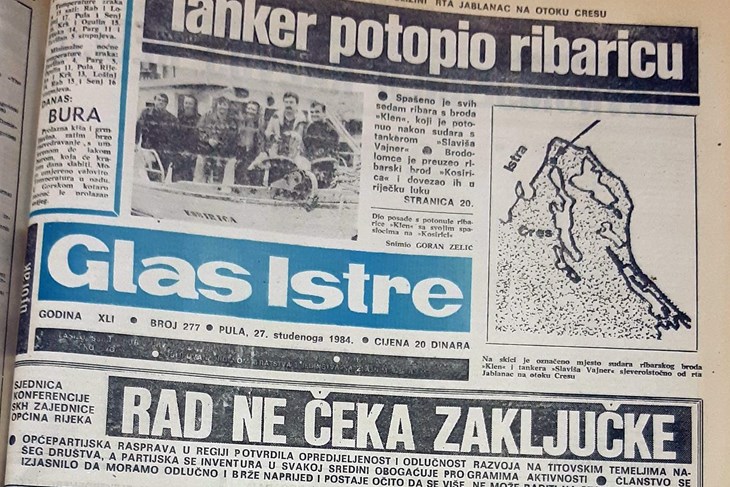 Naslovnica Glasa Istre 1984. godine