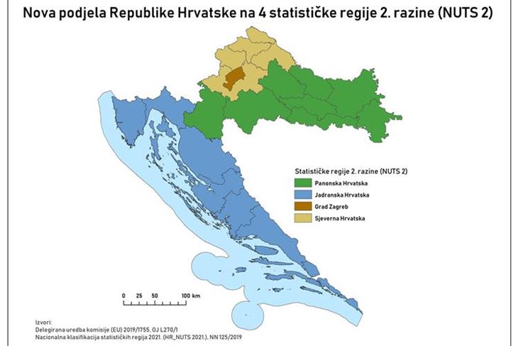 karta regije europski fondovi NUTS2 regije 