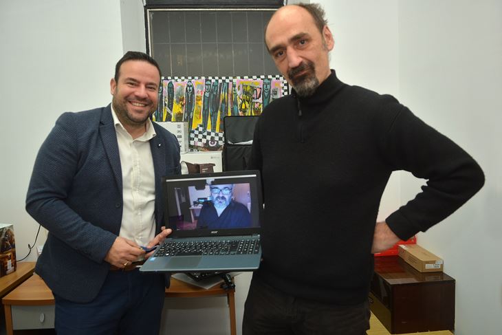 Pulski gradonačelnik Filip Zoričić, voditelj PFT-a Marko Zdravković Kunac, i na Zoomu predsjednik Hrvatskog filmskog saveza Damir Čučić (Snimio Danilo Memedović)