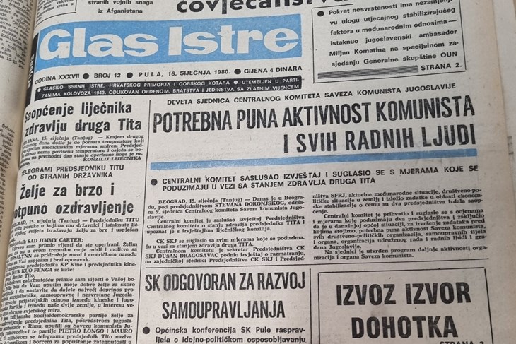 Naslovnica Glasa Istre iz 1980. godine