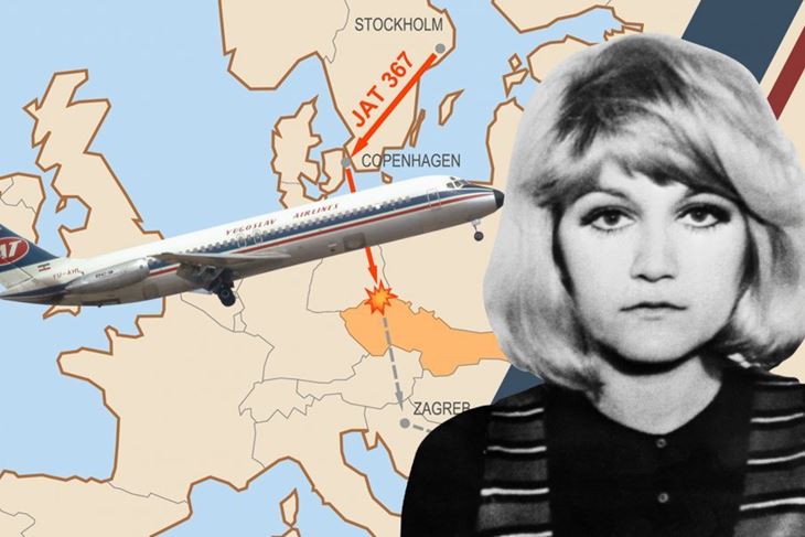 Vesna Vulović preživjela je pad aviona s visine od 10.160 metara. Izvor: Profimedia/Creative Commons / Autor: montaža: Neven Bučević/tportal; AFP/clipperarctic/Karel x