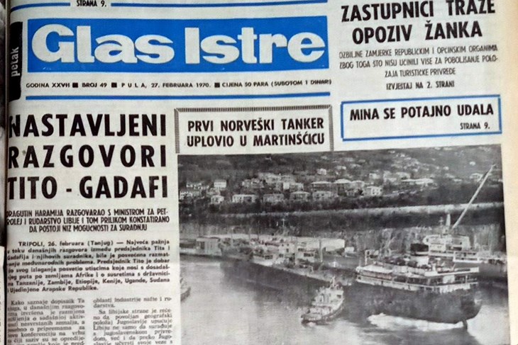 Naslovnica Glasa Istre iz 1970. godine