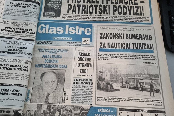 Naslovnica Glasa Istre od 3. travnja 1993.