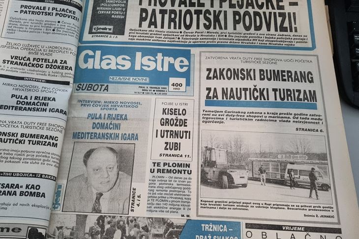 Naslovnica Glasa Istre od 3. travnja 1993.