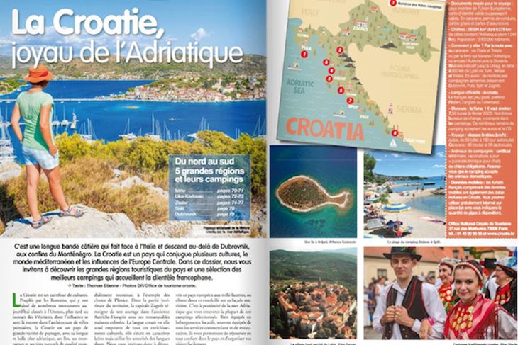 Reportaža u najtiražnijem francuskom kamping magazinu Le monde du Plein air objavljena je pod naslovom "Hrvatska - dragulj Jadrana"