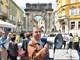 Rajko Kutlača, predsjednik Sindikata Istre, Dalmacije i Kvarnera na današnjem prosvjedu odgojitelja (Snimio Duško Marušić Čiči)