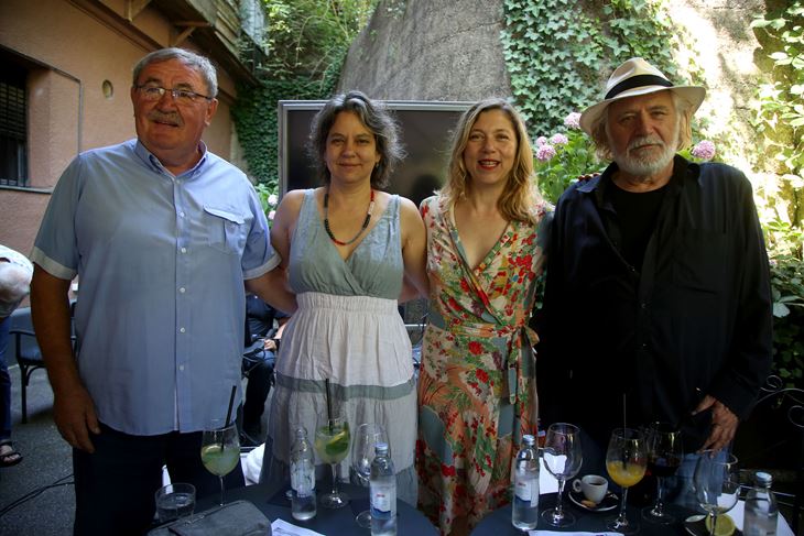 Duško Ljuština, Lenka Udovički, Branka Katić i Rade Šerbedžija na jučerašnjoj presici (Hina)