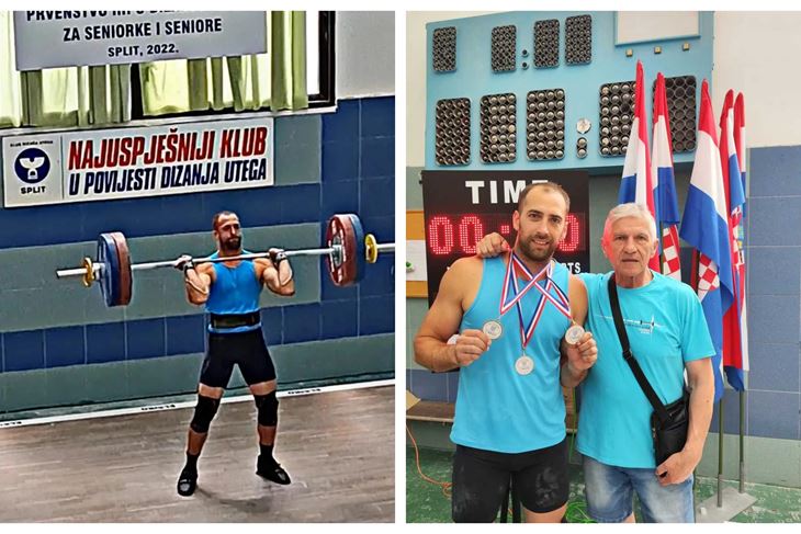 U IZBAČAJU DIGAO 121 KG - Aleksa Dudić / TRI SREBRA OKO VRATA - Aleksa Dudić i trener Slobodan Čegar