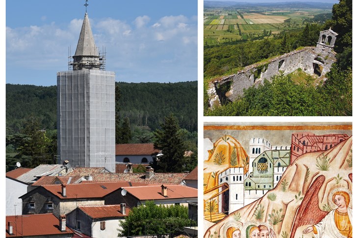 Zvonik u Pazinu, stari Kožljak i freska u crkvi u Vižinadi