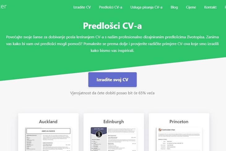 (Screenshot https://www.cvmaker.hr/cv-primjeri)