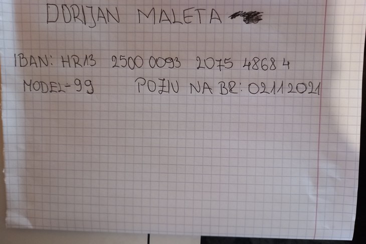 Račun za pomoć obitelji Maleta iz Klokočevaca