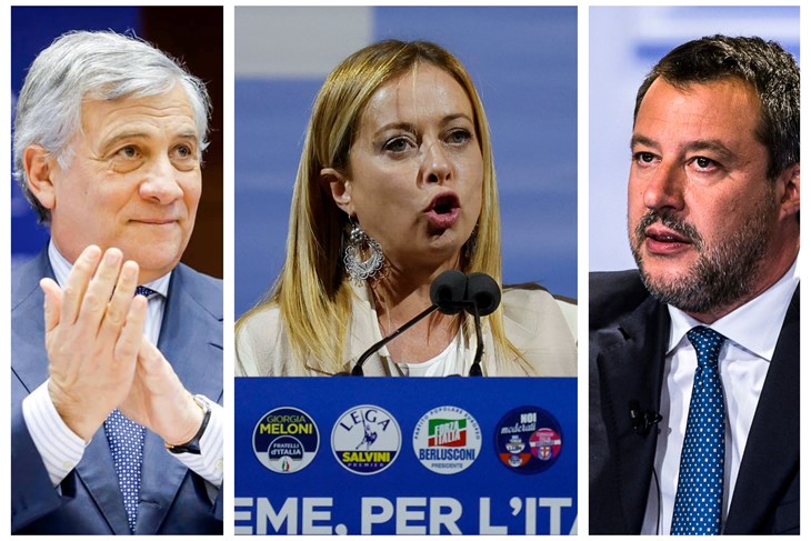 Tajani, Meloni, Salvini (EPA)