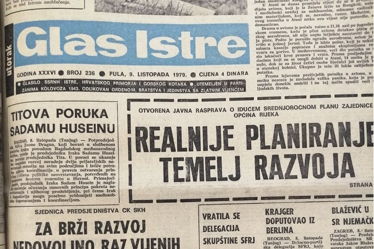 Naslovnica Glasa Istre iz 1979. godine