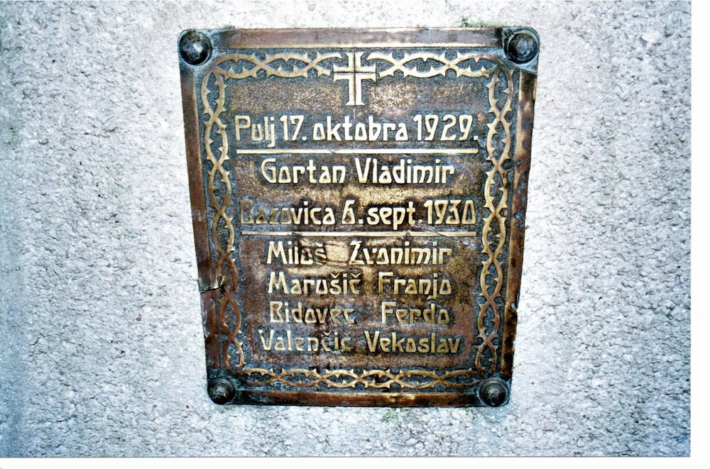 Ime Vladimira Gortana na prvom europskom spomeniku antifašistima iz 1930.
