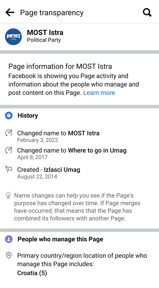 Podaci s Facebooka jasno pokazuju povijest stranice Mosta Istra