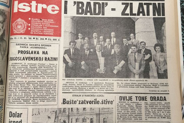 Naslovnica Glasa Istre 13.11.1988. 
