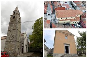 Crkva sv. Bartola u Roču (lijevo), Crkva Uznesenja Marijina u Buzetu (gore), Crkva sv. Jurja u Buzetu (dolje)