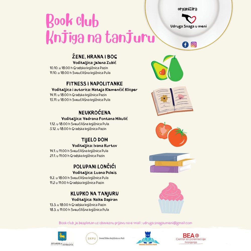 Projekt "Book club - Knjiga na tanjuru" uključuje besplatne radionice u Puli i Pazinu